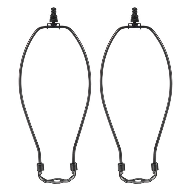 Kit de arpa de lámpara de 12 pulgadas con remate de hierro de 1 pulgada, 2 juegos de soporte resistente para lámparas de mesa y de pie, negro