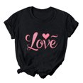 thumbnail image 3 of VKOYWKM Women's Heart Print Tees Valentines Day T-Shirts Short Sleeve Loose Fit Holiday Tops Spring T-Shirt Casual Crew Neck Romantic Valentine T-Shirts, 3 of 6