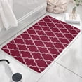 thumbnail image 3 of Burgundy Geometric Quatrefoil Flannel Non Slip Door Rugs,Washable Door Mats Indoor,Decorative Door Mats,Dirt-Resistant and Absorbent Doormat for Entrance,Bedroom,Kitchen,Bathroom,23.5"x16", 3 of 5
