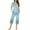 Blue, variant on WIZUTIZ Pajamas for Women Pj Set Women's Round Neck Lattice Print Short Sleeve Sleepshirt And Pants Sets Homewear Pajamas With Pockets Tax Free Weeke