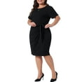 thumbnail image 2 of DARING DIVA Plus Size Vintage Belted Tie Pencil Casual Events Dress 3X Black, 2 of 6