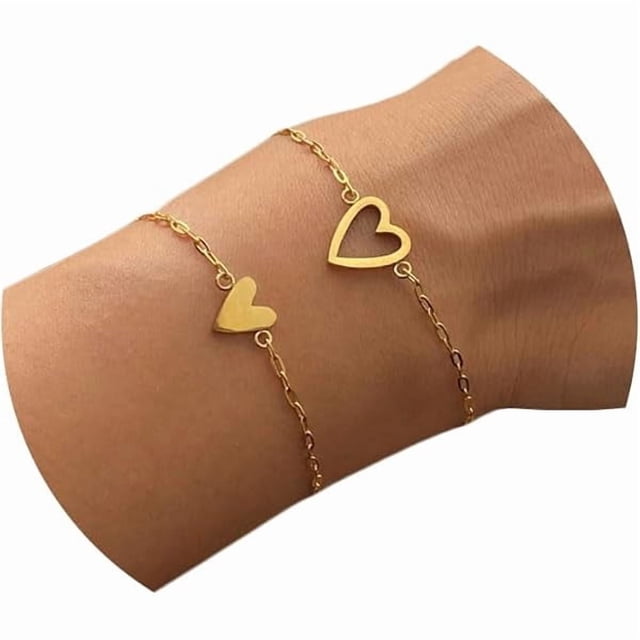 Chenchen Love Heart Bracelet Set For Friendship Bracelet Love Two cute Bracelet Pack Charms Solitaire Bracelet For Women Friend