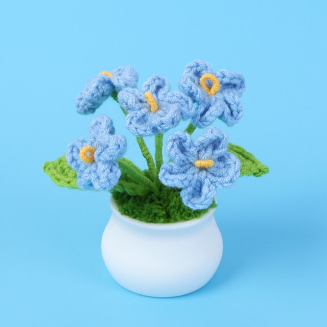 Girasol de lana de punto en maceta con flores artificiales para estudio, decoración de escritorio, temporada de graduación, regalo del día del maestro