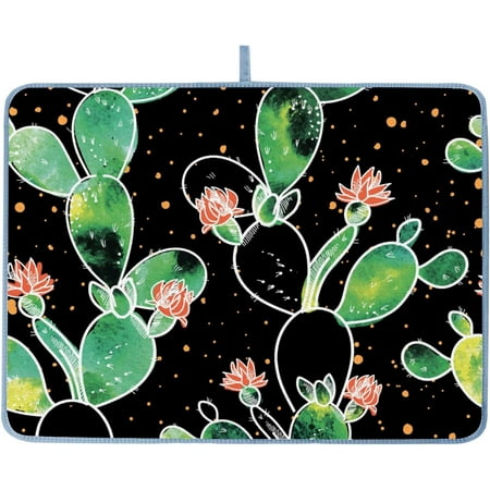 

Absorbent Dish Drying Mat for Kitchen Counter Cactus Flowers Coffee Bar Mat Non-slip Pad for Countertop Drainer Mat 16 x 18 in