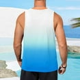 thumbnail image 4 of FINALGANG Mens Sleeveless Tank Top With Gradient Sky Leaf Print Casual Crewneck Beach Summer Tee For Daily Wear Outdoor Activities Blue XL, 4 of 5