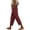 Wine, variant on Yuanlook Women's Relaxed Fit Drawstring Linen Cotton Cropped Pants, Solid Eyelet Embroidery Scallop Hem Summer Beach Bottoms S-XXXL