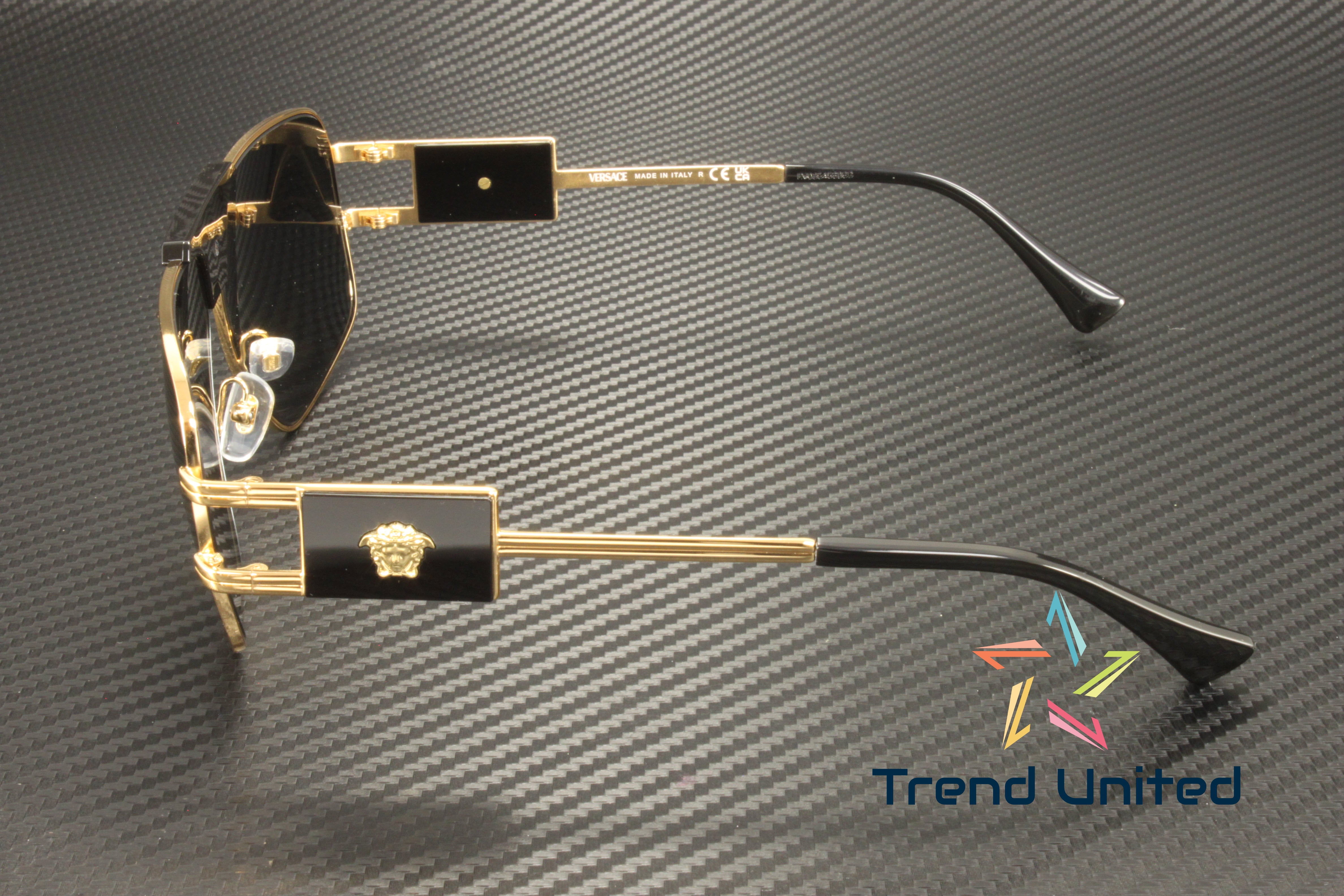 NWT Versace VE2251 Gold Rectangle 63mm Sunglasses Versace VE 2251 Metal Unisex Square Sunglasses Gold & White  main image 2