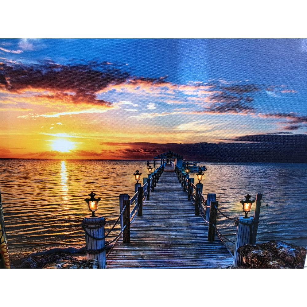 Sunset Pier Battery Operated LED Lighted Canvas #438134 - Walmart.com