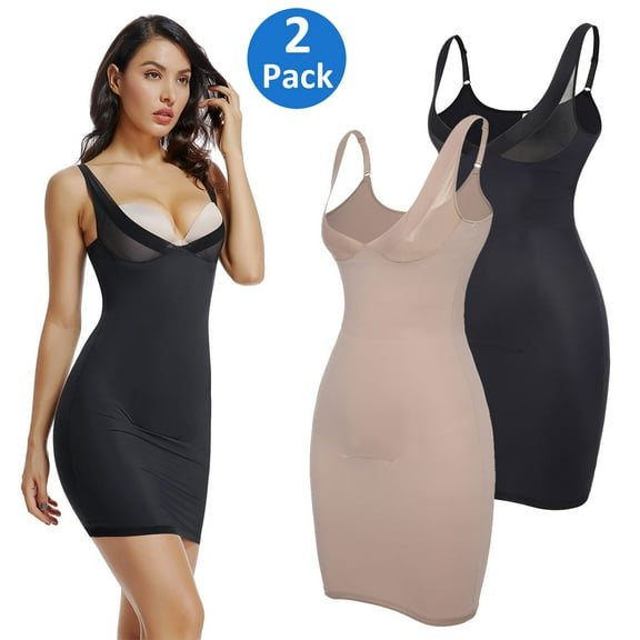 MISS MOLY Full Slips for Women Under Dresses Long Cami Slip Dress Seamless Slimming Slip Shapewear,2 PACK