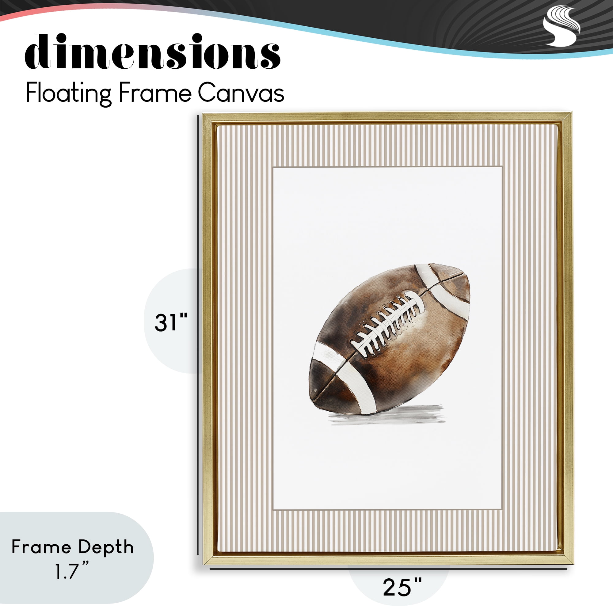 Stupell Industries Vintage Sports Football Gold Framed Floater Canvas Wall Art, design by Christine Simpson Art