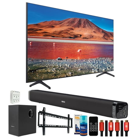Samsung UN58TU7000 58" 4K Ultra HD LED TV (2020) with Deco Gear Home Theater Bundle, 58 in