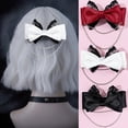 thumbnail image 5 of vlrwzc Bow Clips Barrettes Fascinators, Gothic Style Lace Hair Clips with Chain Bow Hair Clip Vintage Halloween Headdress Hairpin Hair Accessories for Women, 5 of 7