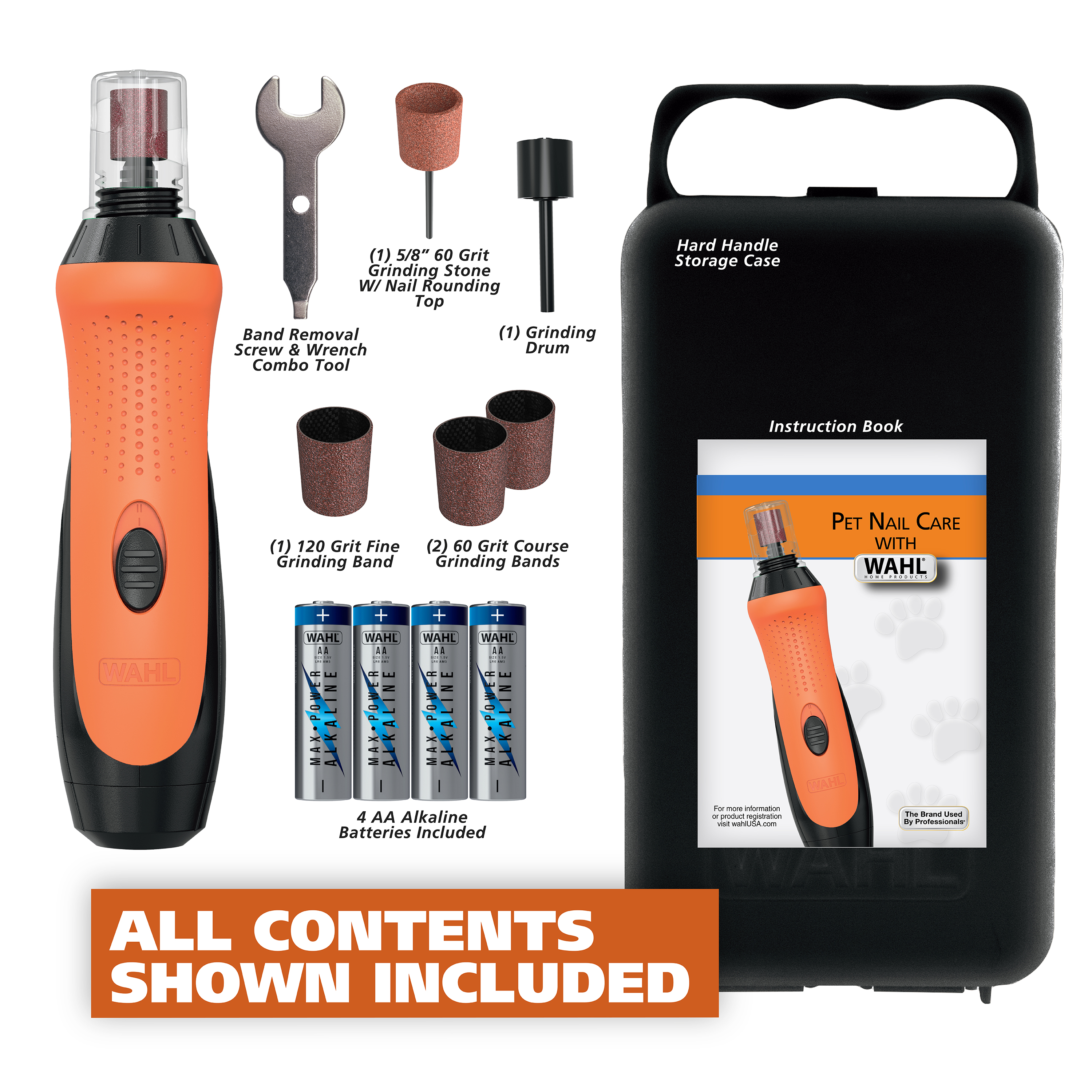 Wahl 2-Speed Battery Pet Nail Grinder, Orange/Black photo 2
