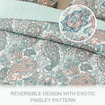 thumbnail image 6 of Exclusivo Mezcla Reversible Boho Quilt Set King Size, 3 Pieces Paisley Aqua All Season Bedspreads, Ultra Soft Floral Coverlet Bedding Set with Printed Pattern (1 Quilt, 2 Pillow Shams), 6 of 8