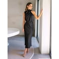 thumbnail image 2 of Women'S 2025 Summer Satin Dress Elegant Sleeveless Mock Neck Cocktail Party Maxi Dresses Black XL, 2 of 8
