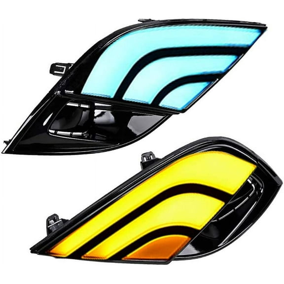 Astra Depot 3-Colors White/Amber/Blue LED DRL Daytime Running Light Turn Fog Lamp Bezel for Toyota Camry XSE SE 2018 2019 2020