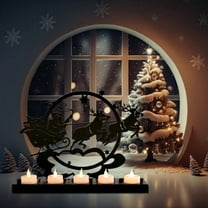 Santa & Reindeer Metal Candlestick - Exquisite Silhouette Design for Christmas/Halloween/Fall, Versatile Tabletop Decor for Home & Parties -candle holder