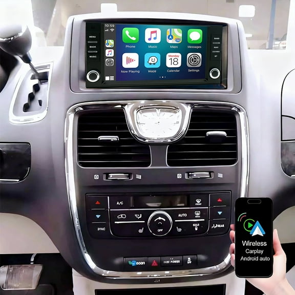 Gsuatey Android Car Radio for Chrysler Town & Country 2008-2016 with Wireless Carplay Android Auto 7 Inch Touch Screen Bluetooth FM RDS/WiFi/GPS Navigation/SWC AHD Backup Camera