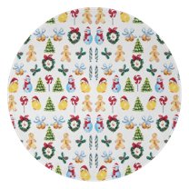 Multicolor Christmas Pattern Round Blanket,Comfortable Soft Flannel Throw Blanket,All Season,Warm Lightweight Blankets for Sofa Bed Couch Living Room Chair 47"x47"