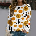 thumbnail image 2 of Mode Halloween Décontractée Col Rond Imprimés Manches Longues Chemises Blouses Tops, 2 of 5