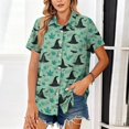 thumbnail image 4 of Button Down Halloween Shirts for Women Short Sleeve V Neck Fall Holiday Tops Loose Fit Casual Halloween Tshirts, 4 of 4
