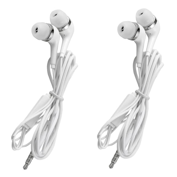 2-Pack Universal White Earbuds/Headphones With Microphone Phone Calls/MP3/Music