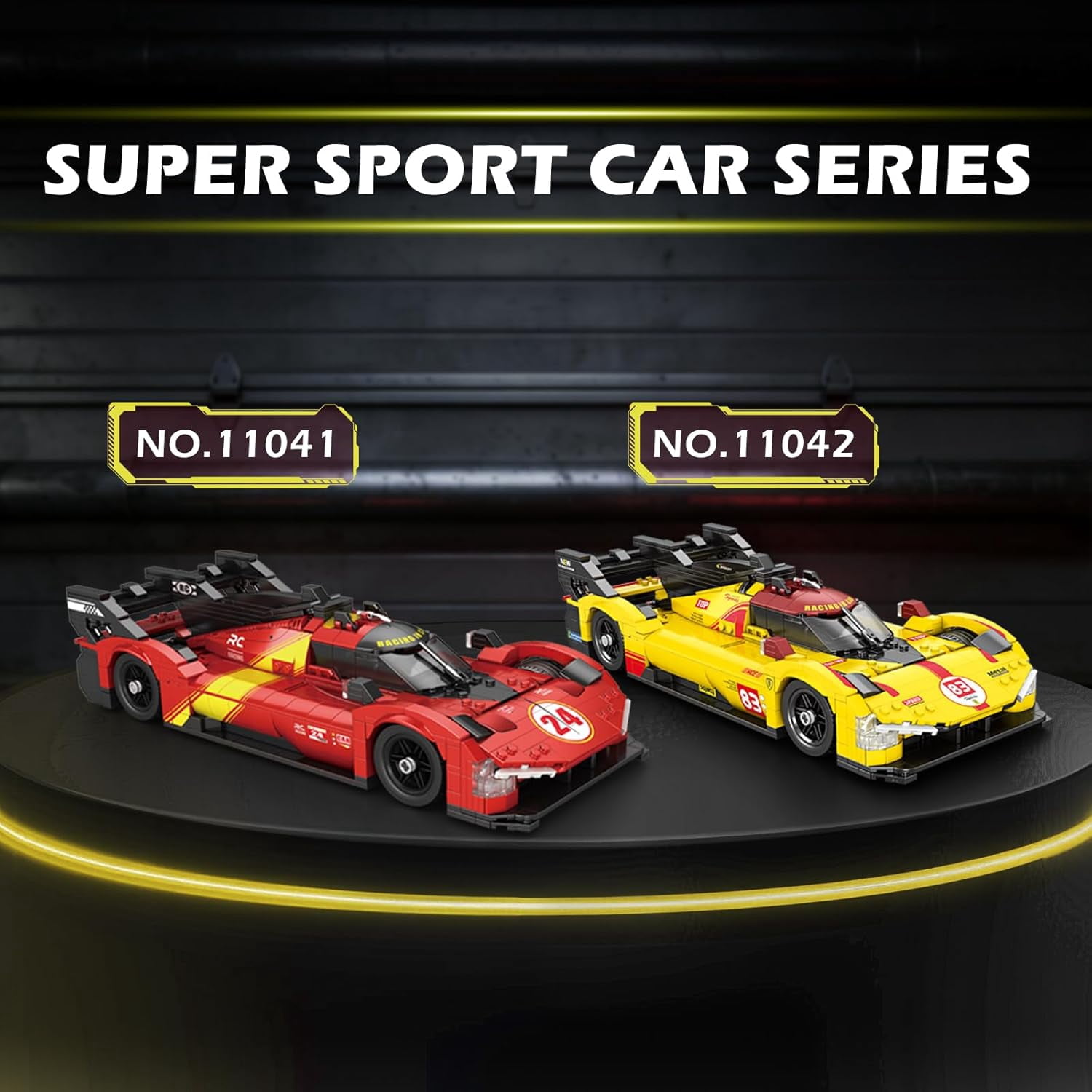 Super Sport Car Building Block Sets, 1:16 Racing Car Model Kit with Stickers, 12.59 * 5.31 * 3.15in Supercar Building Toys for Collection and Decoration