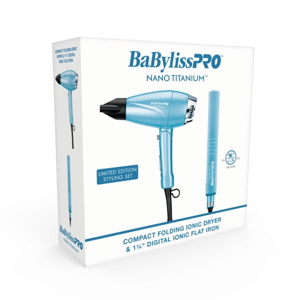 BaBylissPRO® Nano Titanium™ Limited Edition Compact Folding Ionic Dryer & 1.25" Digital Ionic Flat Iron Prepack