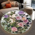 thumbnail image 4 of Round Rug, Victorian Rose Soft Washable Carpet, Non-Slip Floor Mat for Living Room Bedroom Home Decor 59 Inch, 4 of 6