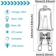 thumbnail image 2 of Juego de 4 bombillas halógenas G9 para horno, 25 W, 230 V, 300 °C, bombilla LED G9, 2 of 4