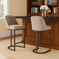thumbnail image 3 of Leick Home Set of 2 Barrel Back Counter Stools with High Density Foam, Gray/Espresso, 3 of 17