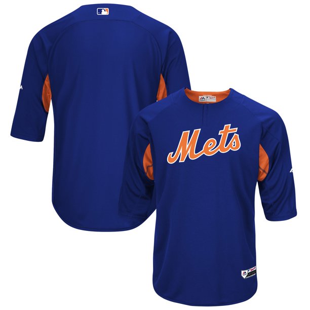 Men S Majestic Royal Orange New York Mets Authentic Collection On Field 3 4 Sleeve Batting Practice Jersey Walmart Com