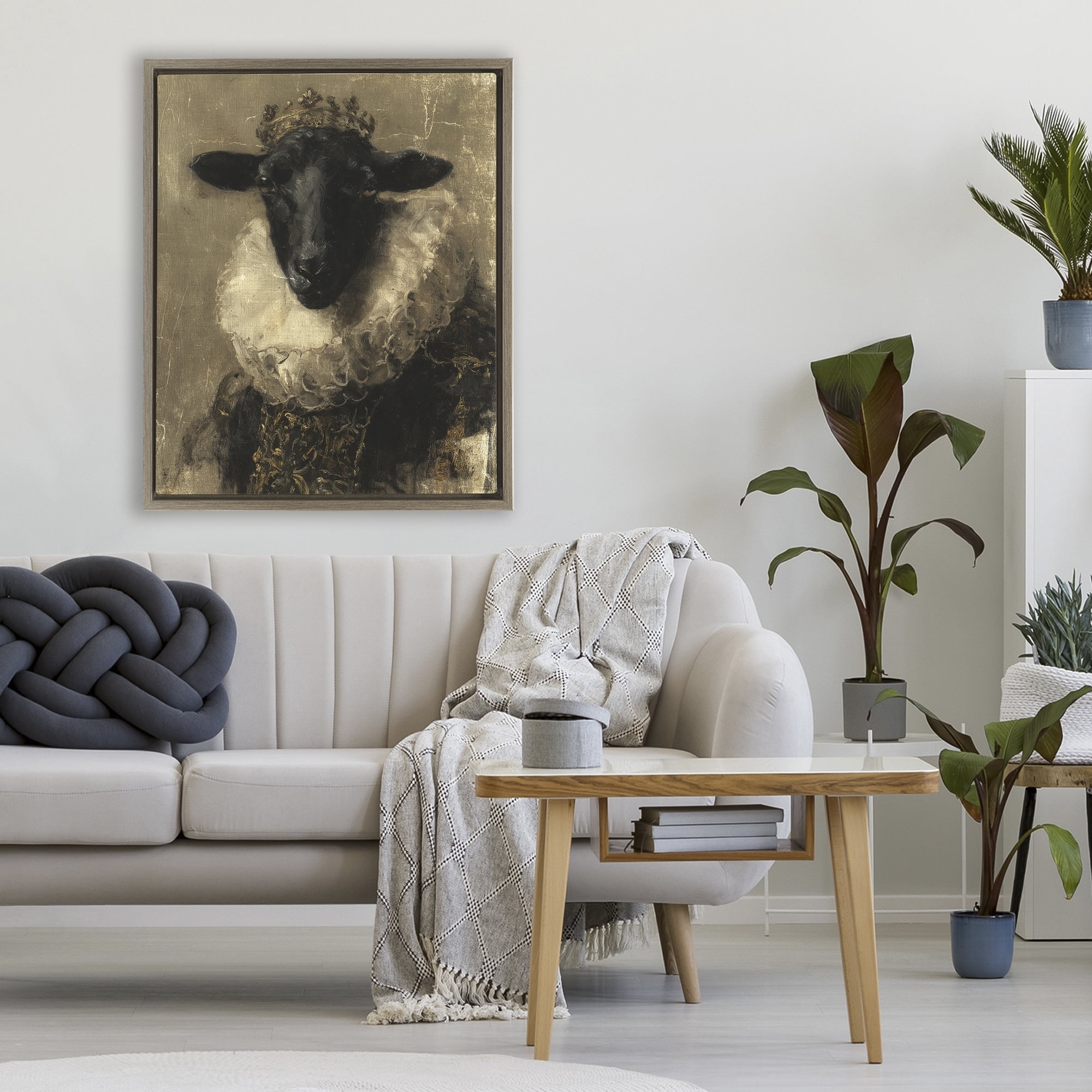 Stupell Industries Noble Ram Portrait Brown Framed Floater Canvas Wall Art, design by Svetlana Aleynikova