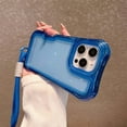 thumbnail image 3 of 3-in-1 Clear Phone Case For iPhone 16 Pro,Shockproof Protective Transparent Case,Heavy Duty Protection,With Wrist Strap,Rugged Anti-drop Non-Slip Tough Durable Phone Case,Darkblue, 3 of 10