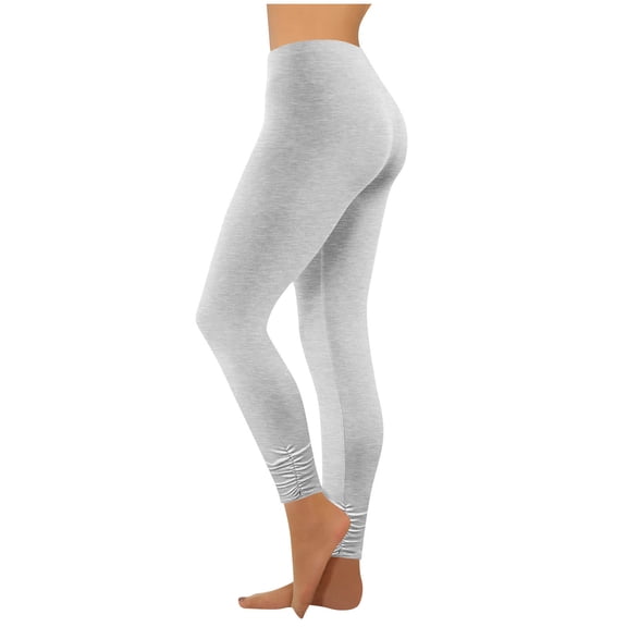 qucoqpe Plus Size Yoga Leggings for Women Stretchy Pleated Bottom Elastic Waist Pants Workout Running Lounge Trousers