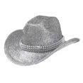 thumbnail image 4 of OOOUM Sparkle Cowboy Hat For Men Women Western Style Shiny Band Party Sun Hat Festival Music Event Cowgirl Hat Silver, 4 of 4