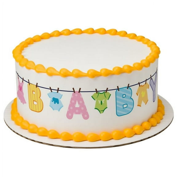 Baby Clothesline 3 Strips Edible Frosting Photo Cake Border Decoration #19281