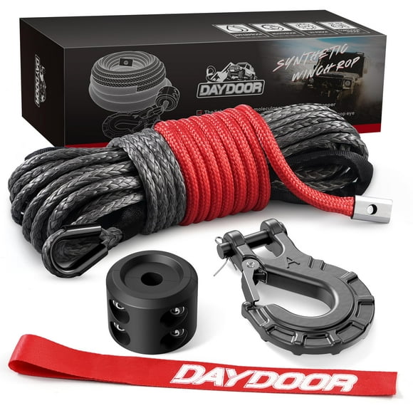Cuerda sintética para cabrestante DAYDOOR, 1/4 pulgadas x 50 pies, 10,000 libras, gris