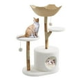 thumbnail image 3 of 43" Modern Wood Cat Tree Tower for Large Cats | Luxury Solid Pear Wood Condo Pet Cat Tower with Platforms, Scratching Posts & All-Season Mats, Aesthetic Cat Furniture, 2 Branch, 3 of 9