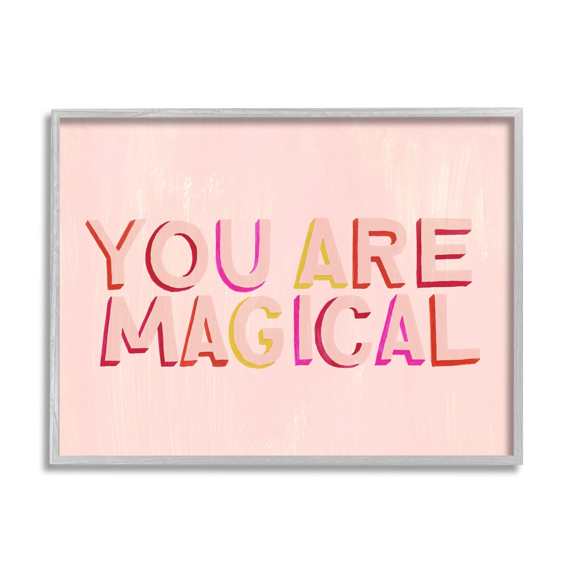 Stupell Industries You Are Magical Pink Self Esteem Inspirational Painting Gray Framed Art Print Wall Art