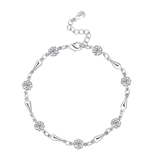 Qarigey De Hoja Floral Retro Simple De Circón De Moda Acentos De Circón Brillantes Para Estilos De Moda Ropa, zapatos y accesorios Miscelánea Oro blanco