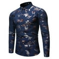 thumbnail image 2 of POINTERTECK Revers Homme Regular Fit Manches Longues Luxe Bronzage Imprimé Bouton Parti Chemises, 2 of 6