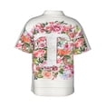 thumbnail image 3 of Letter T Flower Graphic Hawaiian Shirts For Men, Summer Short-Sleeve Relaxed-Fit Button-Down Shirts Medium, 3 of 9