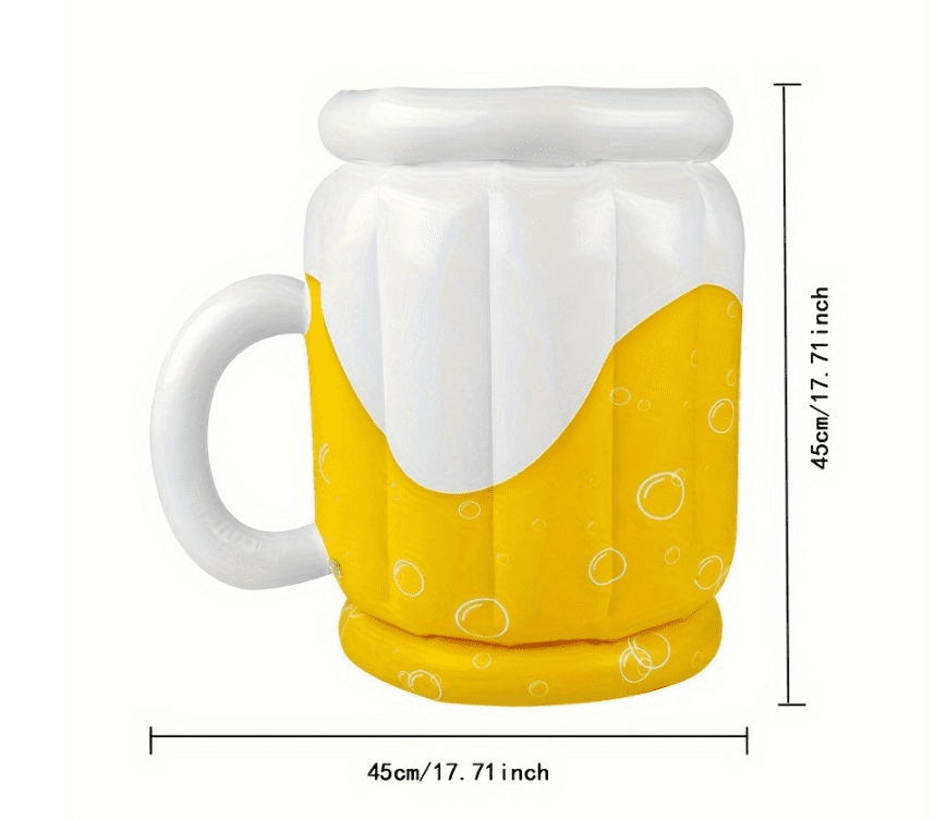 Large 17.71" Inflatable Cooler 2Pack Beer Mug Floating Drink Chiller for Pool Party Summer Gathering Bachelor Party Decor