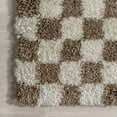 thumbnail image 5 of nuLOOM Adelaide Mid-Century Checkered Shag Area Rug, 5' 3" x 7' 6", Beige, 5 of 9