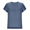 thumbnail image 6 of Summer Saving Womens Tops, Xunlbb Women's Fashion Solid Color Slit Raglan Sleeve Short Sleeve Blouse V-Neck T-Shirt Tops(Navy,L), 6 of 7