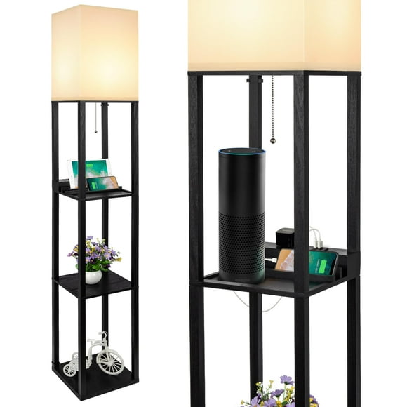 Lámpara de pie Lamp SHINE HAI 3 en 1 con estante, 160 cm, USB tipo C AC