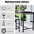 thumbnail image 2 of PORKISS 3 Piece Bar Table Set for 2, Counter Height Dining Table Set with 2 Velvet Chairs, Faux Marble Kitchen Table Set with Wine Rack and Glass Holder for Small Spaces, Apartment, Gray+White+Black, 2 of 9