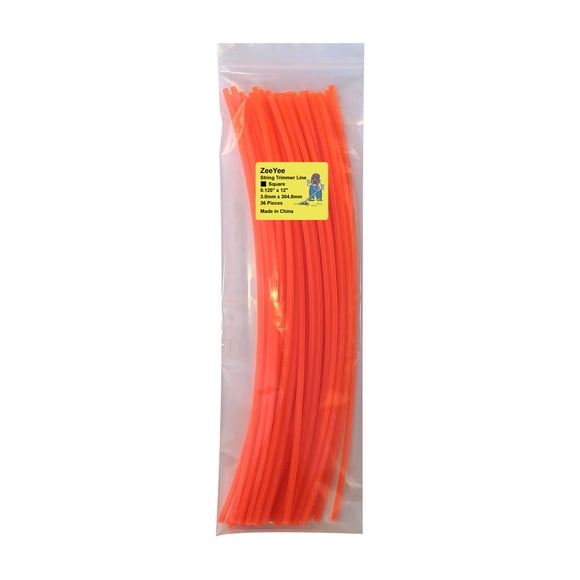 ZeeYee 36 Pieces Precut Square .120 Inches by 12 Inches Length Grass Trimmer Line, Orange