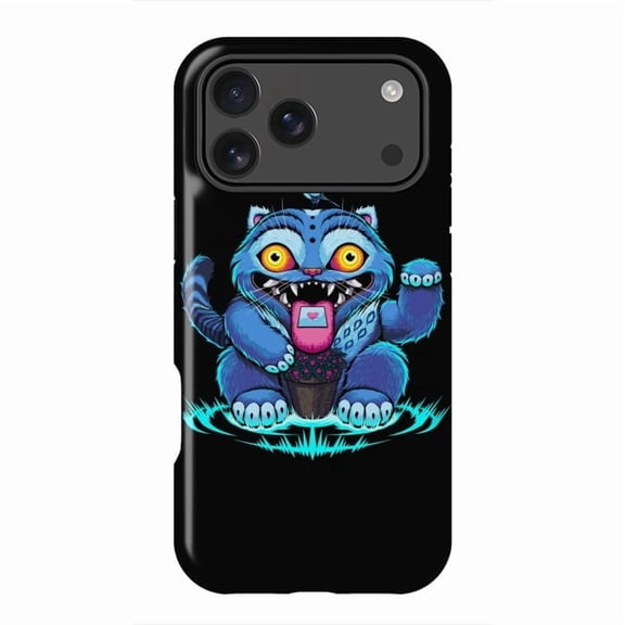 Derpy Blue Tiger Funny Animal Cute Cartoon Mascot Chaos Art A966 Protective Case for iPhone 17 16 15 14 13 12 11 Pro Max